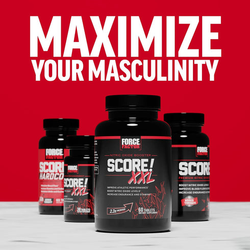FORCE FACTOR Score! XXL Nitric Oxide Booster Supplement for Men | L-Citrulline, Black Maca, Tribulus | 60 Tablets,