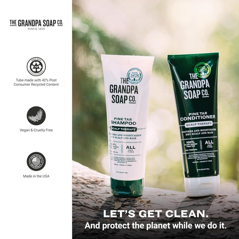 The Grandpa Soap Company Pine Tar Shampoo, 8 Fl Oz, Vegan, Moisturizes Dry Scalp