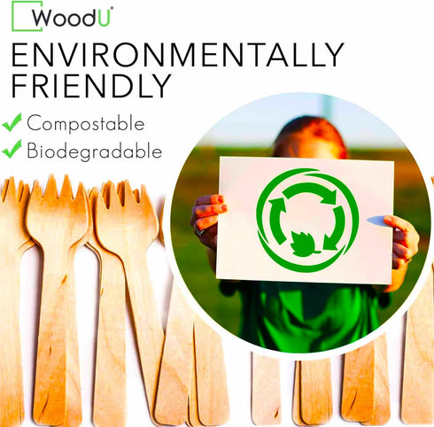 Mini Wooden Spork Disposable - Eco-Friendly Dessert, Appetizers, Cocktails, Biodegradable, Pack of 100