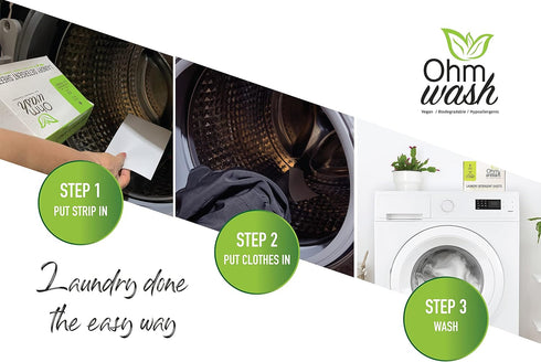 Ohm Earth’s Ohm Wash Laundry Detergent Sheets, Spring Breeze (50 Count) - Hypoallergenic & Biodegradable