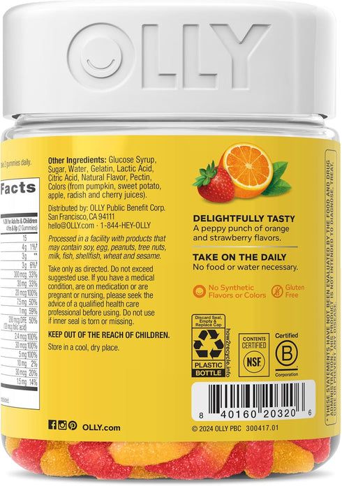 Gummy Immune 45 100 Count OLLY Kids Multivitamin Worms, Overall Health and Support, Vitamins and Minerals A, C, D, E