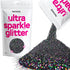 Hemway Premium Ultra Sparkle Glitter - Black Holographic Metallic Flake for Arts Crafts, 100g / 3.5oz