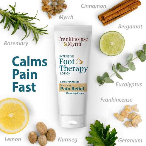 FRANKINCENSE & MYRRH Intensive Foot Therapy Lotion - Dual Action Pain Cream and Hydrating Skin Repair for Feet, Legs,