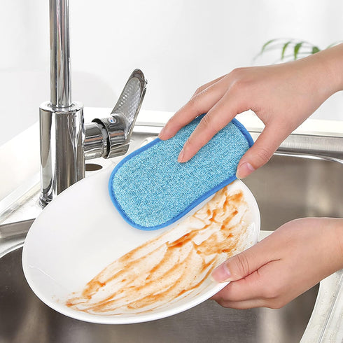 6 Pack Multi-Purpose Scrub Sponges in 6 Colors, Non-Scratch Microfiber for Effortless Kitchen Cleaning