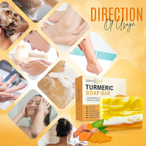 Organic Turmeric Soap Bar for Face & Body | Pure Turmeric Soap for Acne, Scars, Blemish Control, Pack of 2