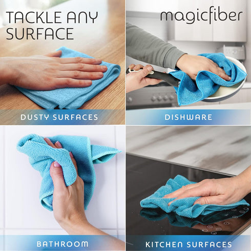MagicFiber Microfiber Cleaning Cloth (12 Pack, 13x13 in) - Thick Cleaning Towels for House, Kitchen, Windows, Cars