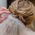 Syhood 6 Pieces Pearl Crystal Bridal Hair Pins, Rhinestone Flower Wedding Hair Accessories for Women Hairstyles (Gold)