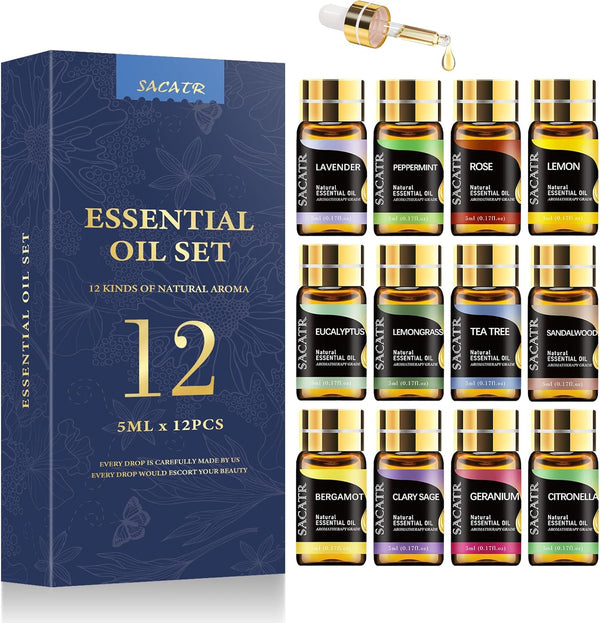 Essential Oils by SACATR Natural Essential Oil Set -12 Essential Oils Gift