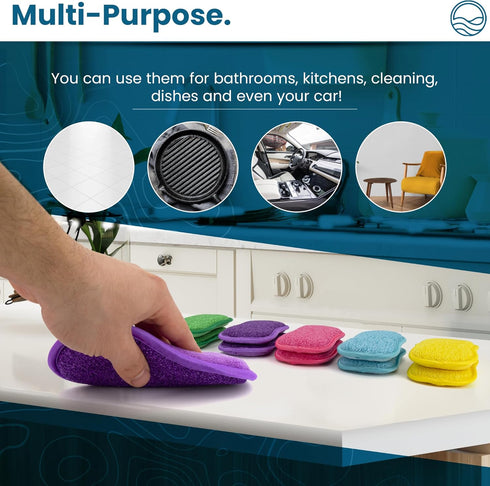 10 Kitchen Sponges Pack - Washable and Reusable Dishes Sponge Scrub Sponge 6 X 3 inches Multicolored