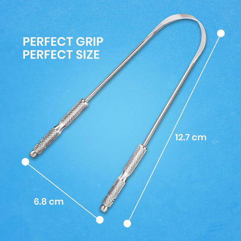 HOKIN Tongue Scraper for Adults, 2Pcs Oral Care Pack, Stainless Steel Cleaners, Reduce Bad Breath