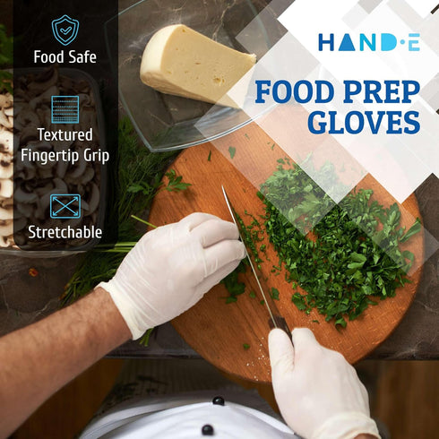 Hand-E Touch White Nitrile Disposable Gloves | Latex Free | Food Prep, Salon, Kitchen Gloves