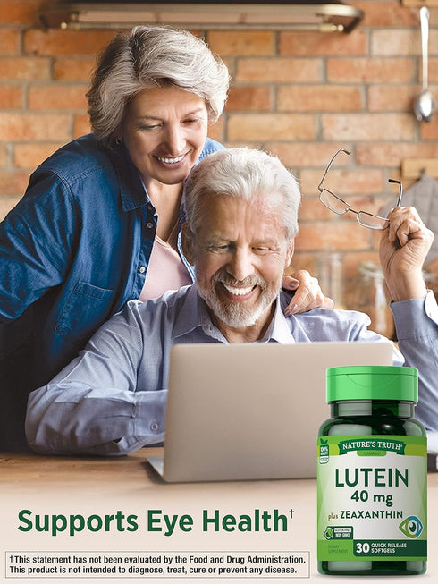 Nature's Truth Lutein and Zeaxanthin Supplement, 40mg, 30 Softgels, Non-GMO Gluten Free