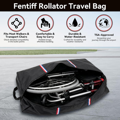 (32" Lx10 Wx37 Rollator Travel Bag - Waterproof Wheelchair Bag for Folding Walker, Compact Wheelchair Transport Chair