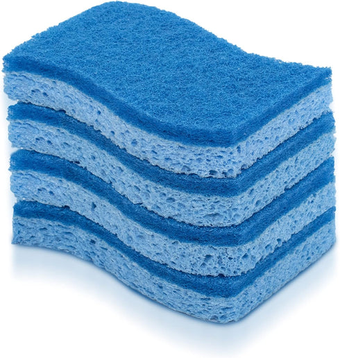 Pine-Sol Non-Scratch Scrub Sponges, Double-Sided Dish Scrubber Safe for Nonstick Cookware, 4 Pack, Blue