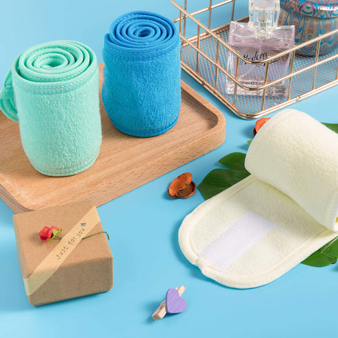 Whaline Spa Facial Headband, Adjustable Terry Cloth Makeup Wrap for Face Washing, Shower, 3 Pieces (Blue, Green, Yellow)