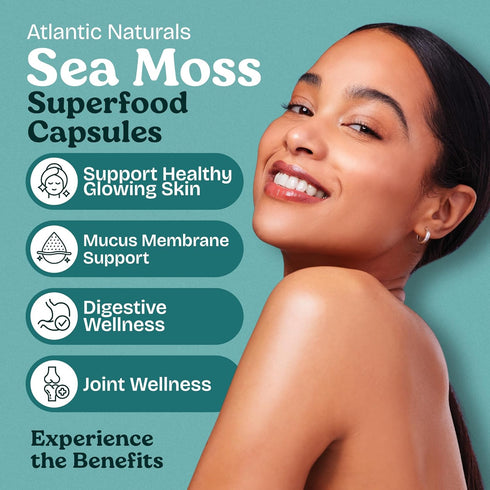Atlantic Naturals Sea Moss Capsules with Moringa, Ashwagandha, Black Seed Oil, Ginger & Ginseng, 120 Count
