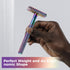 ZOMCHI Double Edge Safety Razor with 5 Blades, Reusable Plastic Free Shaving Razor for Women & Men - Rainbow