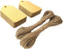 LWR CRAFTS 100 Hang Tags with Jute Twines, Scalloped Top Rectangle, 2 3/4" x 1 9/16", Golden