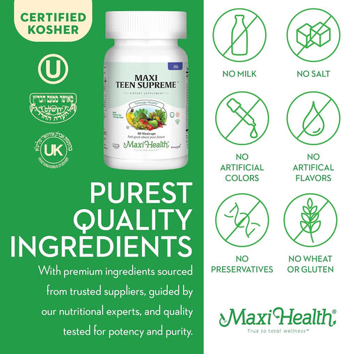 Maxi Health Multivitamin for Him – Boys Vitamins Ages 12–17, Men’s Multivitamin for Energy & Immune Boost, 60 Count