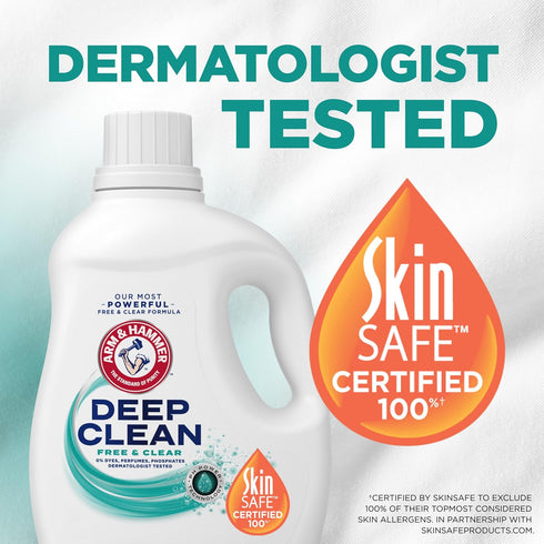 HAMMER 102 Oz, 68 ARM & Deep Clean Free & Clear Liquid Laundry Detergent, Free of Dyes, and Perfumes, Dermatologist