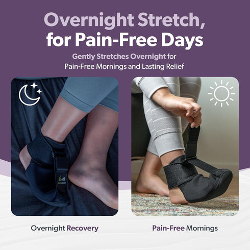BraceAbility Night Splint Sock for Plantar Fasciitis, Soft Boot for Sleeping, Heel Pain Relief, Size S