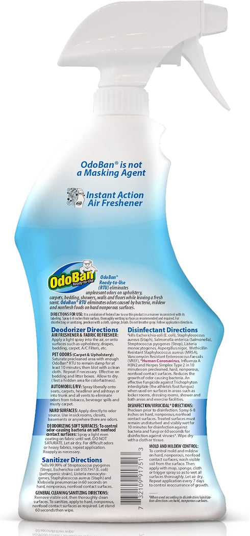 OdoBan Ready-to-Use Disinfectant and Odor Eliminator, Set of 2, 32 oz Spray and 1 Gallon Concentrate, Fresh Linen Scent