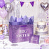 Set 11.8" Purple Big Sister Gift Bag for Girls, Glitters Drip Older Sister Gift Bag with Greeting Card and Tissue Paper
