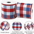 Whaline 2 Rolls 4th of July Wired Edge Plaids Ribbon Red Blue Plaids 2.5 Inch for Independence Day Gift Wrapping