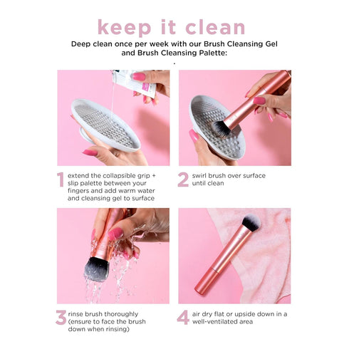 Real Techniques Mini Multitask Makeup Brush, For Blush, Bronzer & Powder, Travel Sized, Vegan & Cruelty-Free