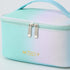 KITENROM Preppy Makeup Bag, Small Cosmetic Organizer for Women, Rainbow Gradient Green
