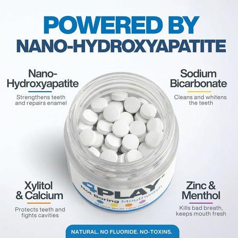 SELFWISE 4 Travel Size Mouthwash Tablets with Nano-Hydroxyapatite, Alcohol & Fluoride Free Natural Oral Care, Whitening