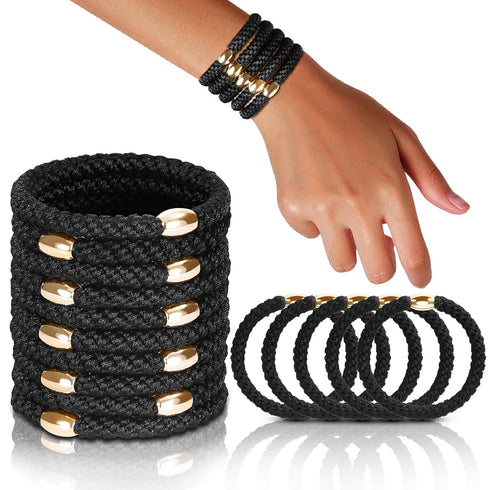 No Damage Hair Ties, 10PCS Elastic Ponytail Holders for Thick Hair, Braided Hair Bands for Women & Girls - Black