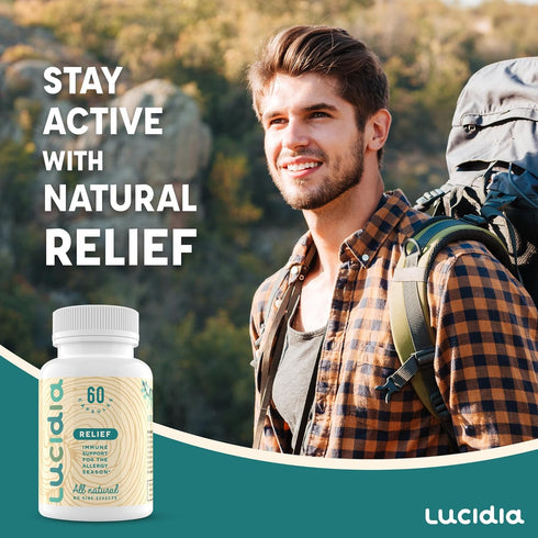 Lucidia Non-Drowsy Allergy and Hay Fever Support for Sinus Health with Quercetin, NAC, Stinging Nettles