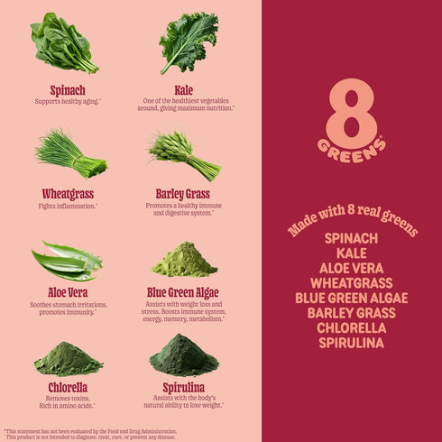 8Greens Supergreens Gummies, Super Greens Powder Superfood Gummy for Metabolism, Immunity & Focus, 50 Count