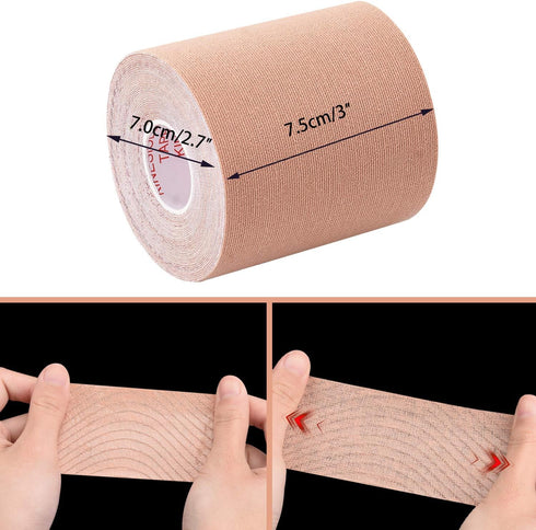 3 Pack Kinesiology Tape, Water Resistant Muscle Support Adhesive Sport Tape for Pain Relief, Latex Free Cotton Athletic