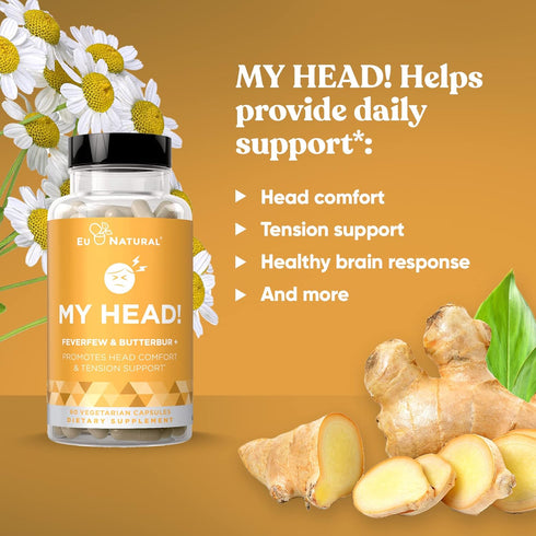 My Head! Headache Vitamins - Fast Acting Magnesium, Butterbur, Feverfew, and More - 60 Soft Capsules