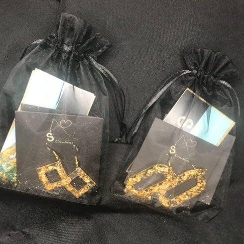 Organza Gift Bags 50 Pack, 4x6 inch Black Drawstrings for Baby Shower, Party Favors, Wedding