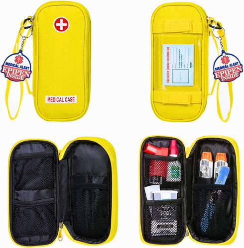 EpiPen Medical Carrying Case, Insulated Travel Medication Organizer Bag for 2 EpiPens, Asthma Inhaler, Allergy