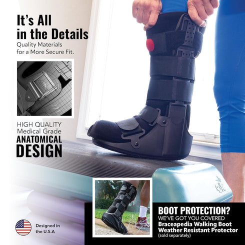 Rapid Recover Tall Walking Boot, Medical Grade Foot & Ankle Support Brace with Adjustable Air Pump for Injury Recovery