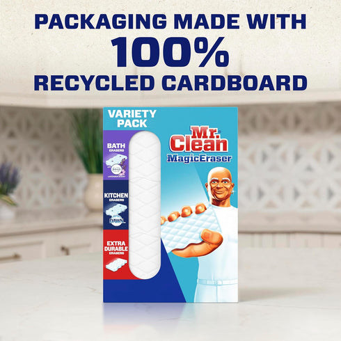 Pack 12 Count Mr. Clean Magic Eraser Variety (with Bath, Kitchen, and Extra Durable Cleaning Pads), Bathroom, Shower