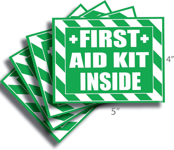 Wrapco First Aid Kit Inside Sticker, Self Adhesive Vinyl Sign for Trucks or Equipment
