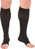 Truform Short Length 20-30 mmHg Compression Stockings, Open Toe, Black, Medium