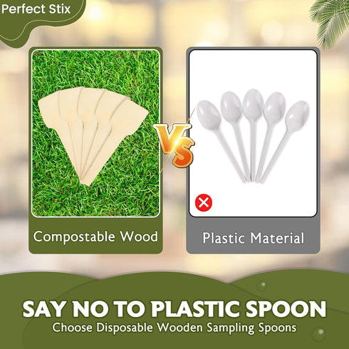 2.75" Disposable Wooden Taster and Sampling Spoons, Pack of 300ct