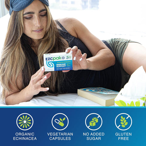 EZC Pak+D 5-Day Immune System Booster - Vitamin Support Supplement with Echinacea, Zinc, Vitamin C & D
