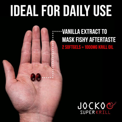 Jocko Fuel Antarctic Krill Oil Omega 3 Fatty Acid Supplements, 1000mg Softgels, 60 Softgels