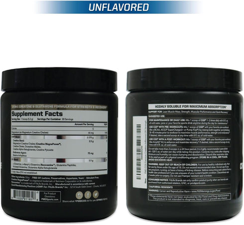 PMD Sports CG5 - Premium Creatine and L Glutamine Powder for Maximum Strength, Unflavored (30 Servings)