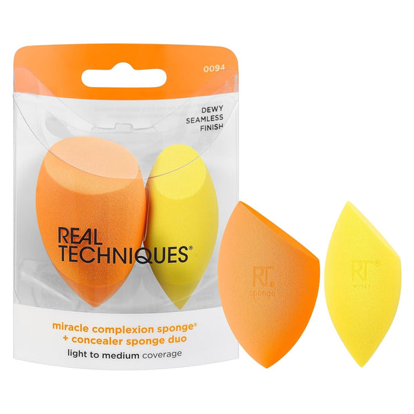 Real Techniques Miracle Complexion Sponge + Concealer Sponge Duo, Makeup Blending Sponges, 2 Count