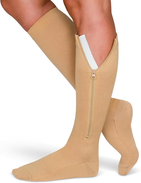 Theramagic Zipper Compression Socks for Men & Women, 20-30mmHg Closed Toe Graduated Zippered