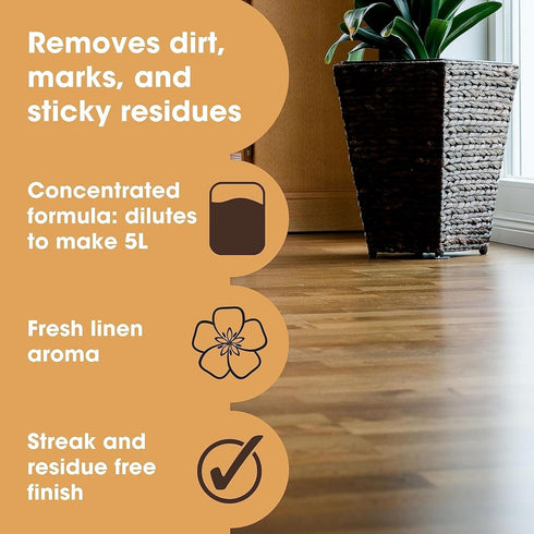 Furniture Clinic Laminate Floor Cleaner, 17oz / 500ml, Dilutes to Make 170 FL Oz, Quick-Drying with Linen Aroma