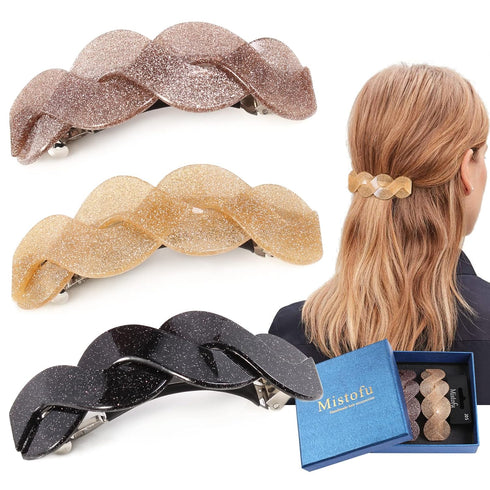 Large Hair Barrettes for Women, Simple Retro Classic Snap French Hair Clips (3 Pcs)